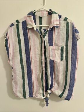 Old Navy Multicolor Vertical-Striped Button Shirt